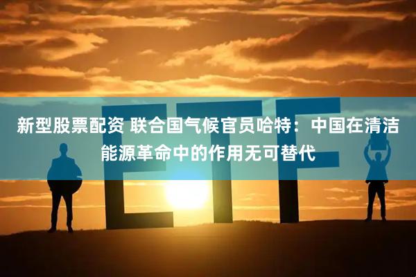 新型股票配资 联合国气候官员哈特：中国在清洁能源革命中的作用无可替代
